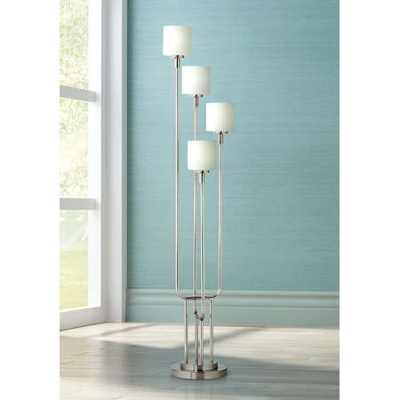 Possini Euro Design Modern Floor Lamp 4 Light Tree Brushed Steel Possini Euro Design Modern Floor Lamp 4 Light Tree Brushed Steel White Frosted Gl For Living Room Bedroom Uplight