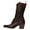 Brown, variant on Western Cowgirl Boots for Women Retro Lace up Square Heel Thick Heel Cowboy Boots Printed Comfort Large Size Mid Calf Boots (42,A)