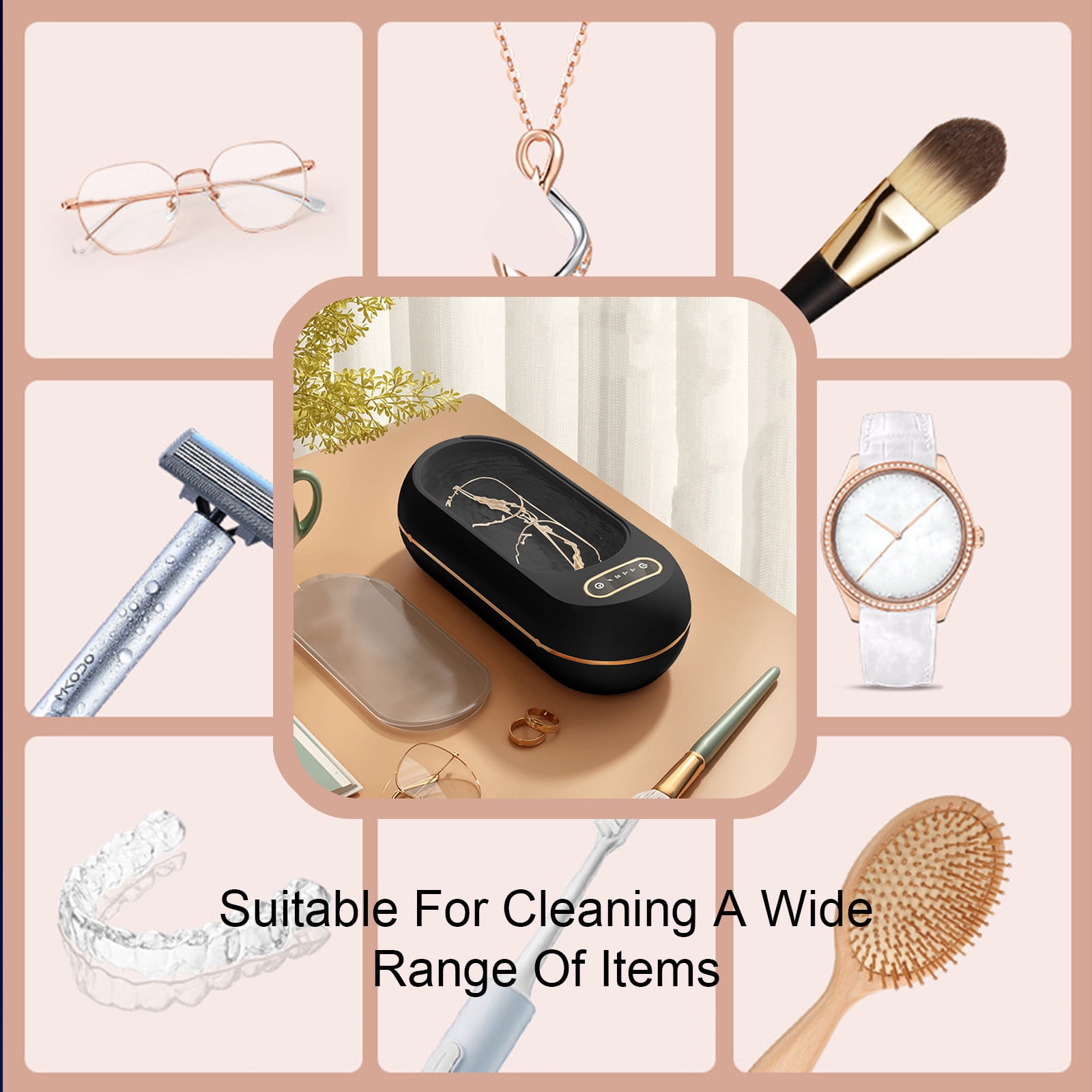 Specollect Clearance 3 Portable Small Frequency Vibration Sonic Jewelry Cleaner, 3/5/10 Minutes Timed Cleaner Machine for Jewelry, Eyeglasses, Rings, Watch Strap, Dentures, Jewelry