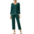 thumbnail image 2 of INSPIRE CHIC Women's Lounge Sets Long Sleeves Knit Pullover Tops with Pants Pajama Sets XL Green, 2 of 6