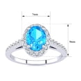 thumbnail image 5 of SuperJeweler 1 Carat Oval Shape Blue Topaz and Halo Diamond Ring In Sterling Silver For Women, 5 of 6
