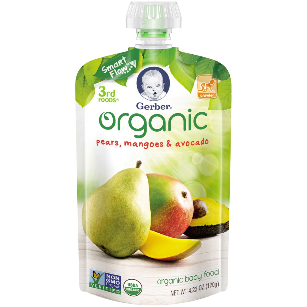 Gerber Organic 3rd Foods Baby Food, Pears, Mangoes & Avocado, 4.23 oz