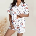 thumbnail image 4 of Women Halloween Pajama Sets Buttery Breathable Ghost Graphic Short Sleeve Button Down Shirts and Shorts Relaxed Fit 2 Piece Sleepwear Womens Pjs, 4 of 6