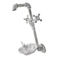 thumbnail image 3 of Cast Iron Antiqued White Spigot Faucet Bird On Flower Wall Bird Feeder Bath 16"H, 3 of 10