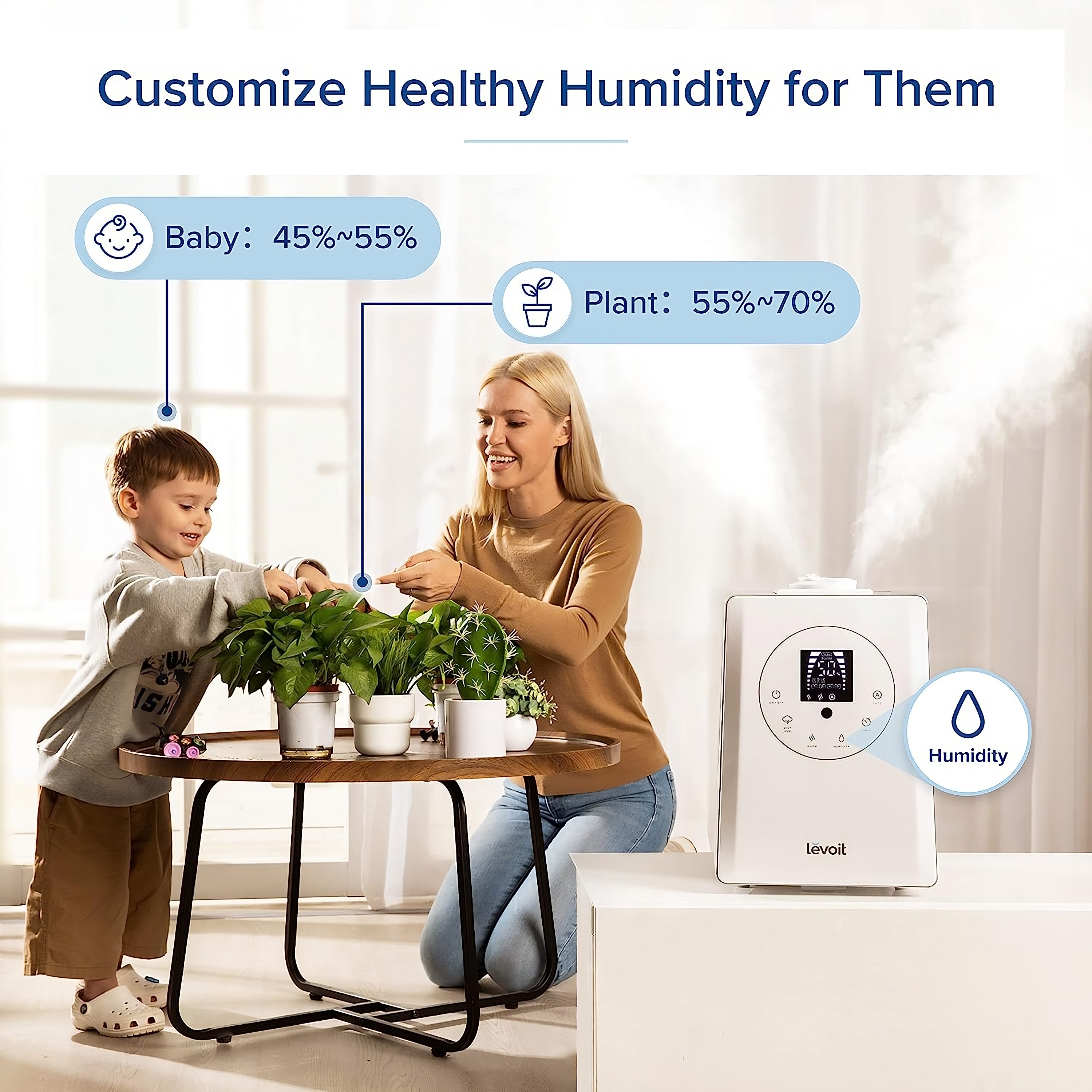 Levoit 6L 753 sq ft Warm and Cool Mist Humidifier, Vaporizer, White - image 5 of 13