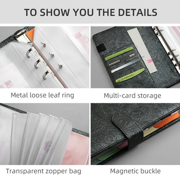 Carpeta De Anillas A6 Transparente (2 Piezas) - Organizador De Dinero Y Fotos Con 6 Agujeros Y Botón, Archivador Color Arcoíris Para Notas Y Tarjetas