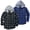 blue+black, variant on 2 Pack Men Casual Button Down Flannel Hoodies, Men's & Big Men's Hooded Flannel Shirt with Long Sleeves, Sizes L