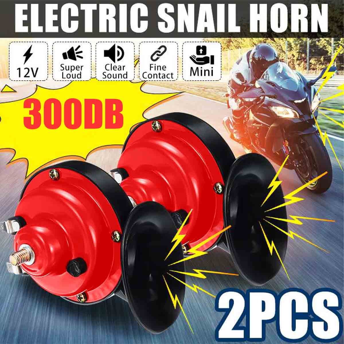 Super Loud Train Horns for Trucks Train Boat Car Air Electric Snail Horn, 12V Waterproof Double Horn Raging Sound Raging Sound for Car Motorcycle 2Pcs