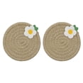thumbnail image 1 of 2Pcs Manteles Individuales Redondos Trenzados, 4.7" Manteles Tejidos para Mesa de Cocina con Flores para Decoración de Granja (Marrón), 1 of 7