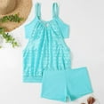 thumbnail image 3 of Womens Two Piece Eyelet Tankini Swimsuit Flowy Bathing Suits Tummy Control Athletic Swimwear with Cami Tops Boyshort, 3 of 5