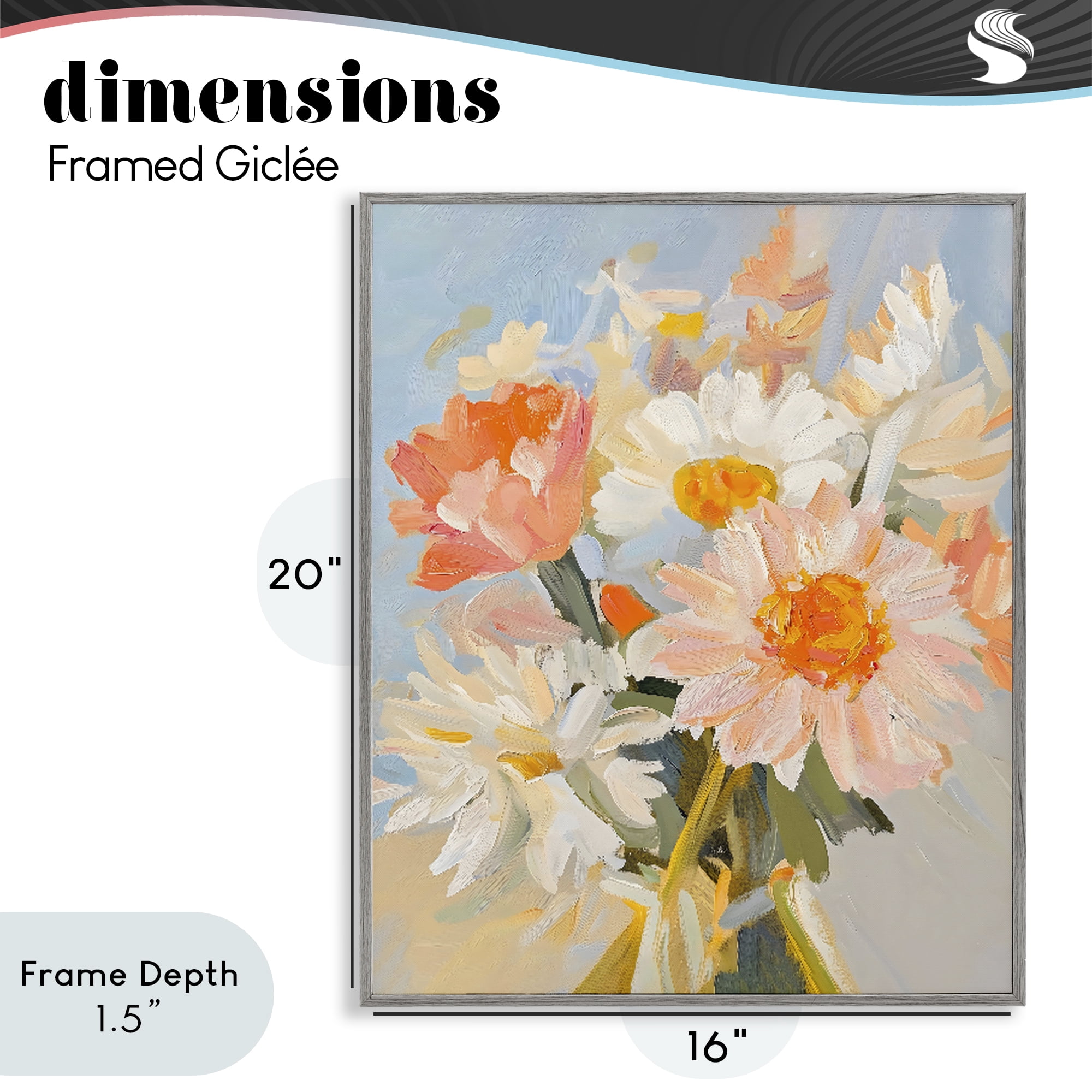 Stupell Industries Orange Spring Floral Bouquet Gray Framed Giclee Art, design by The Prints Vibe