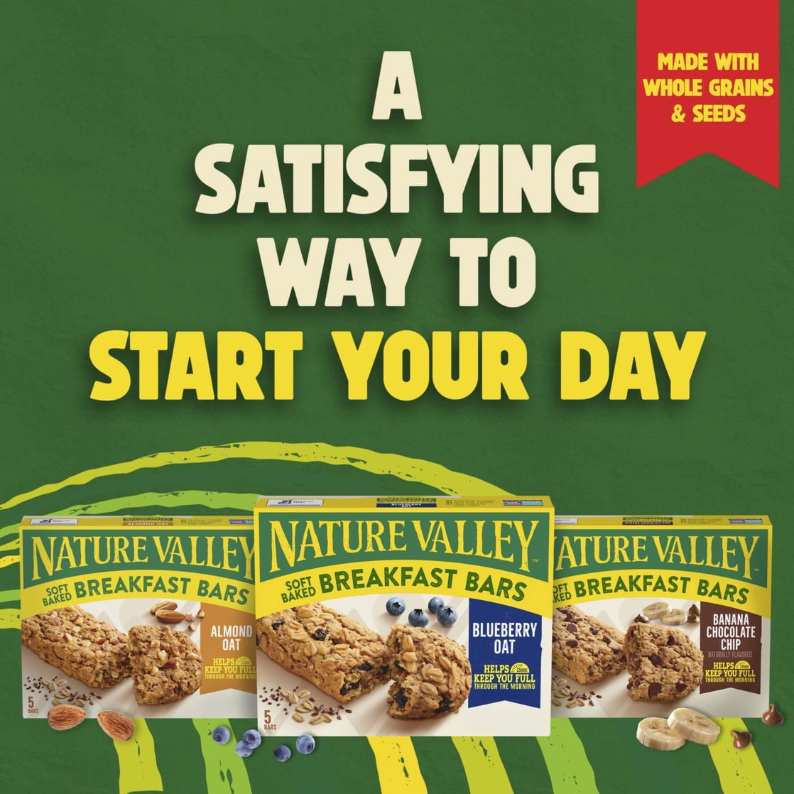 (6 pack) Nature Valley Soft Baked Breakfast Bars, Blueberry Oat, Morning Snacks, 5 Bars, 8.85 oz