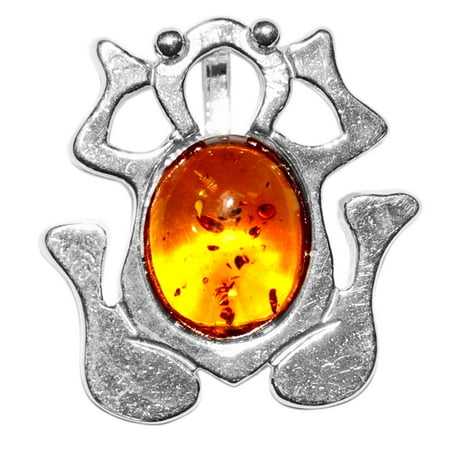 Frog Jewelry - 3.14g Frog Authentic Baltic Amber 925 Sterling Silver Pendant Jewelry A701