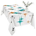 thumbnail image 2 of Boho Middle Century Table Cloth Waterproof Tablecloths, Retro Orange Teal Grey Star Rhombus Tablecloth Dining Table Cover for Kitchen Party Tabletop Outdoor, Rectangle Tablecloth 54x108 Inch, 2 of 9