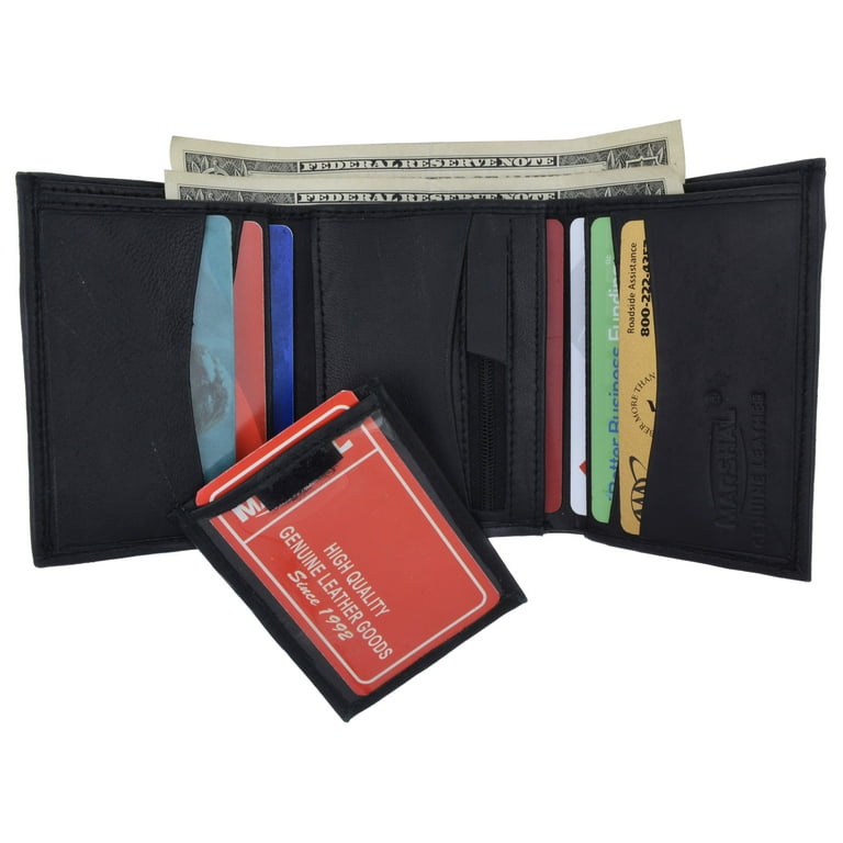 Trifold Lamb Leather Wallet W/Removable ID attached W/Hook and