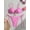 Pink, variant on 2pcs Set Spaghetti Strap Underwire Knotted Front Bikini Top & Side Knot Bottoms, Floral Pink Women Beach Swimsuit