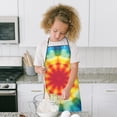 thumbnail image 4 of Tie Dye Soft Petal Ring Pattern Kids Aprons for Girls and Boys,Adjustable Neck Strap Toddler Aprons for Kids Cooking Baking, 4 of 6