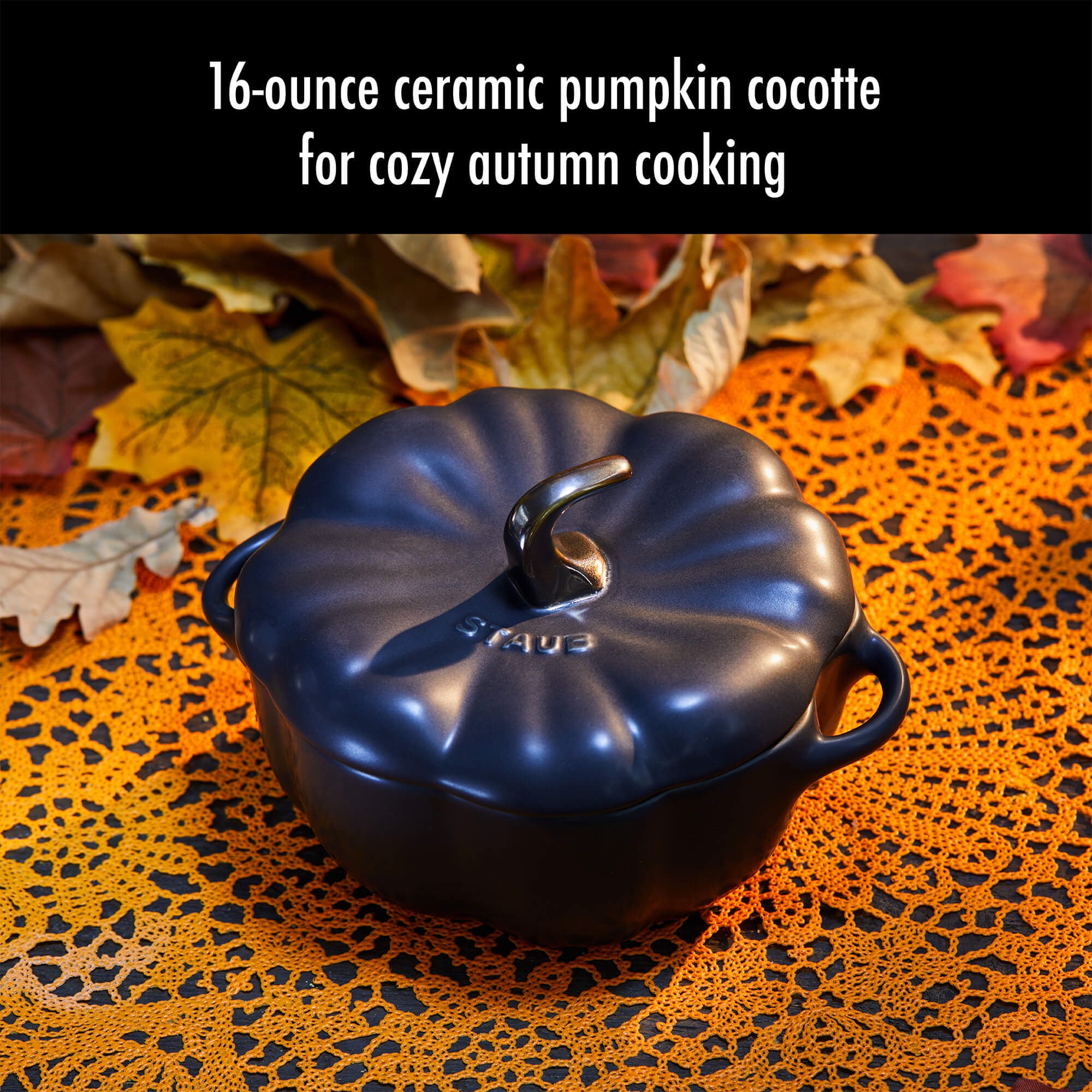 Staub 40508-548 Pumpkin Cocotte, 4.7 inches (12 cm), Black, Ceramic, Heat  Resistant, Ceramic, Microwave Safe