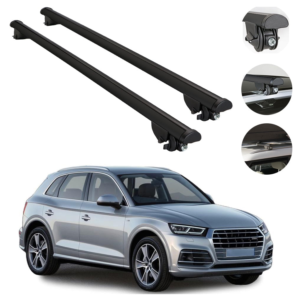 Roof Rack Cross Bars For Audi Q5 SQ5 20182022 Cross Rail Aluminum Black 2 Pcs