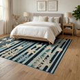 thumbnail image 3 of ODIKA 6'x9' Washable Area Rug Marine Starfish Seashell Coral Nautical Motifs Reef Border Striped Flowing for Family Room, Living Mater Bedroom, Non-Slip, Easy Care, 3 of 7