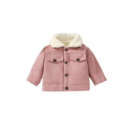 

Baby Boys Girls Autumn Winter Sherpa Fleece Jacket Coat Toddler Long Sleeve Lapel Button Down Plush Warm Outerwear