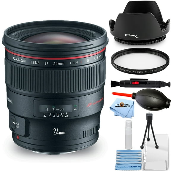 Canon EF 24mm f/1.4L II USM Autofocus Lens 2750B002 - 7PC Accessory Bundle