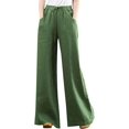 thumbnail image 1 of Pantalones de lino de algodón para mujer, pantalones de verano para mujer, pantalones de lino de cintura alta, pantalones de tobillo con bolsillo sólido Verde CH Verde CH Xishao ropa, 1 of 2