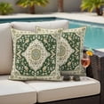 thumbnail image 5 of Vintage Ethnic Floral Pillow Covers 2 Pack Green Classical Bohemian Style Pillowcase Waterproof Outdoor Throw Pillow Cover for Patio Garden Square Cushion 16”x16”, 5 of 9