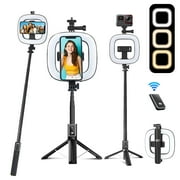 ADORAMOUR 6-inch Selfie Ring Light with 39-inch  Selfie Stick Tripod, LED Ring Light for Tiktok/YouTube/Photography/Makeup/Live Streaming, Wireless Remote included