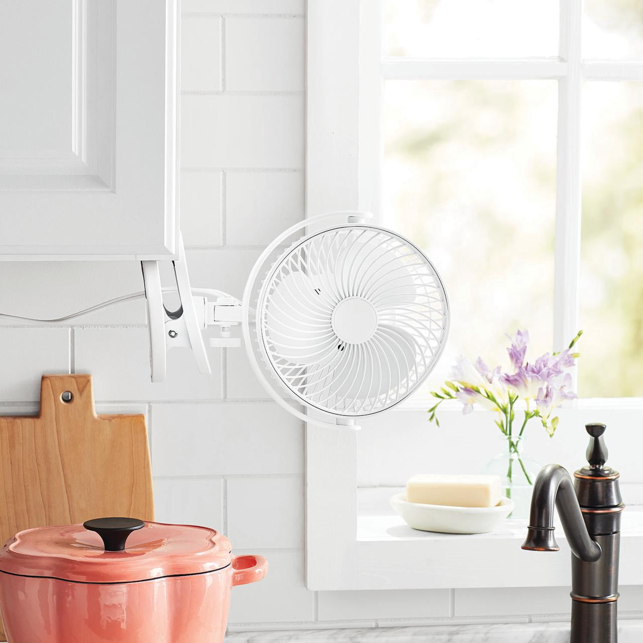 Mainstays 6-inch New Desktop or Clip-on AC Electric Personal Indoor Fan with 2 Speeds, White