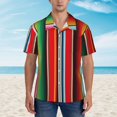 thumbnail image 3 of Hawaiian Shirt for Men - Mexican Serape Blanket Stripes Casual Summer Beach Shirts Mens Short Sleeve Button Shirts, 3 of 7