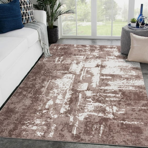 Luxe Weavers Hampstead Collection 49 Beige 4x5 Abstract Area Rug
