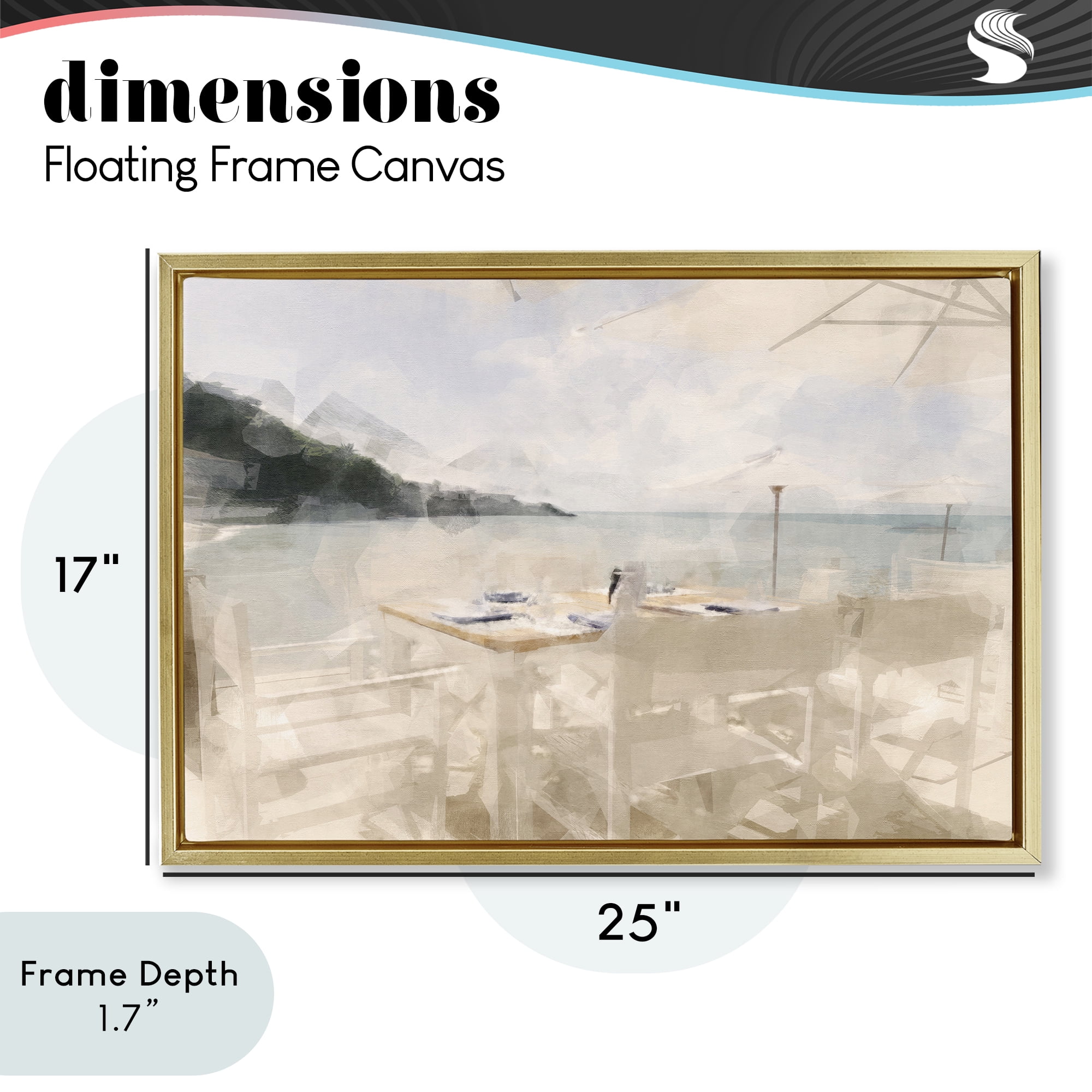 Stupell Industries Table By The Sea Gold Framed Floater Canvas Wall Art, design by Noah Bay