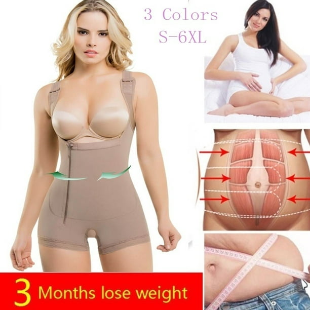 Buy Shapewear for Women Tummy Control Fajas Colombianas Body Shaper  Postpartum Butt Lifter Waist Trainer Open Bust Bodysuit, Beige, Small at