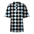 thumbnail image 3 of Trendfront Womens Golf Polo Shirts Short Sleeve Buttoned Placket Classic Argyle Plaid Printed Top Vintage Preppy Diamond Grid Theme Sport Shirt, 3 of 3