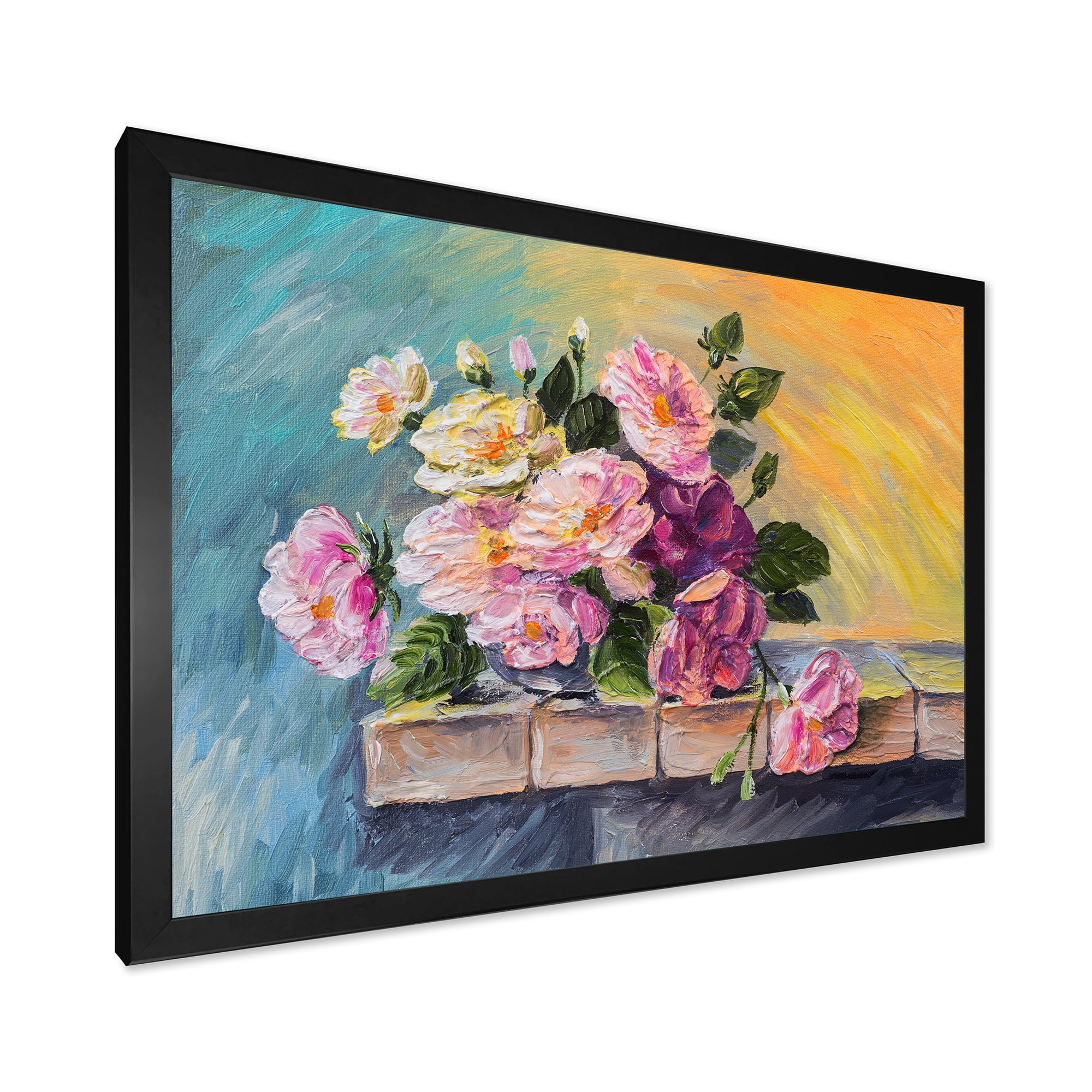 Designart 'Still Life With Bouquet Of Pink Flowers' Traditional Framed Art Print