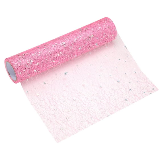Uxcell Pink Table Runner Roll, 11" x 30 Feet Sequin Foil Metallic Mesh Decoration