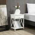 thumbnail image 2 of HOMCOM Table de Chevet Moderne, Table de Nuit avec Tiroir et Étagère, Table d'Appoint avec Cadre en Acier pour Chambre, Blanc, 2 of 10