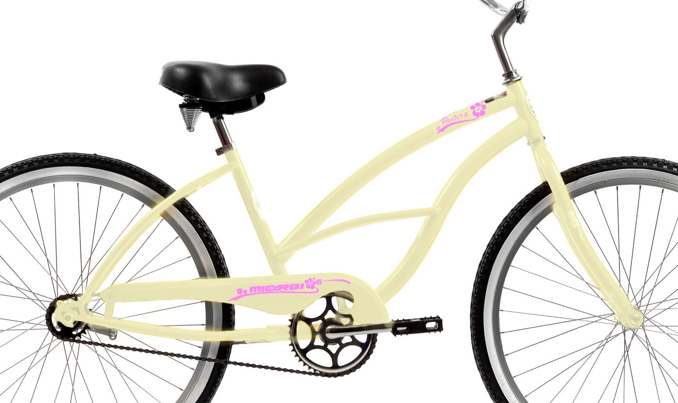 WonderWheels 26" Beach Cruiser Coaster Brake Single Speed Stainless Steel Spokes One Piece Crank Alloy Rims 36H - Vanilla