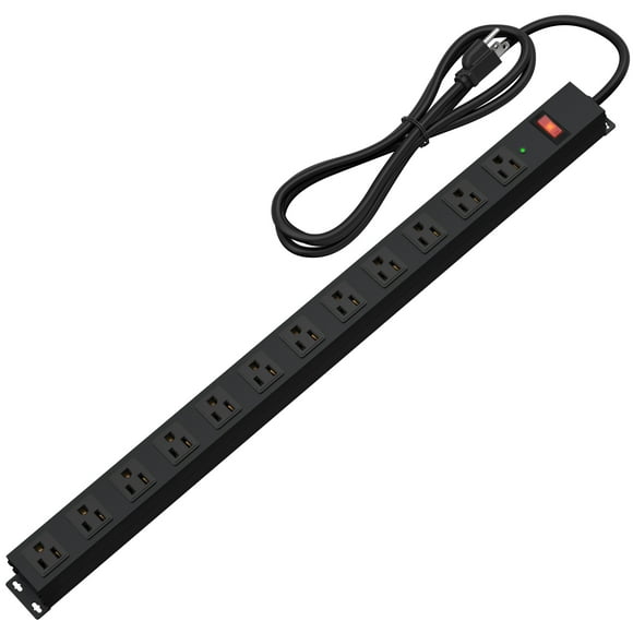12 Outlet Long Power Strip Surge Protector with 2100 Joules, 6FT Power Cord, Wide Spaced Outlet Power Bar, Overload Protection Switch, Industrial Heavy Duty for Work Ben