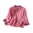 thumbnail image 1 of Vestidos Casuales Para Mujer, Blusas De Mujer De Moda Cárdigan informal de lino con cuello alto y botones bordados para mujer, 1 of 3