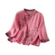 thumbnail image 1 of Vestidos Casuales Para Mujer, Blusas De Mujer De Moda Cárdigan informal de lino con cuello alto y botones bordados para mujer, 1 of 3