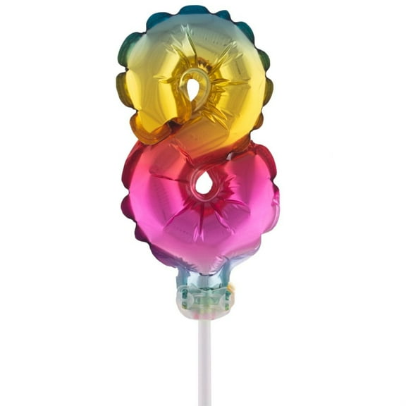 Balloon-Foil-Cake Topper-Number 8-5"-Rainbow
