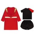 thumbnail image 4 of TiaoBug Kids Boys Boxing Robe Short Sleeve T-shirt and Shorts Set Boxer Fancy Dress Hooded Cloak Red 14, 4 of 5