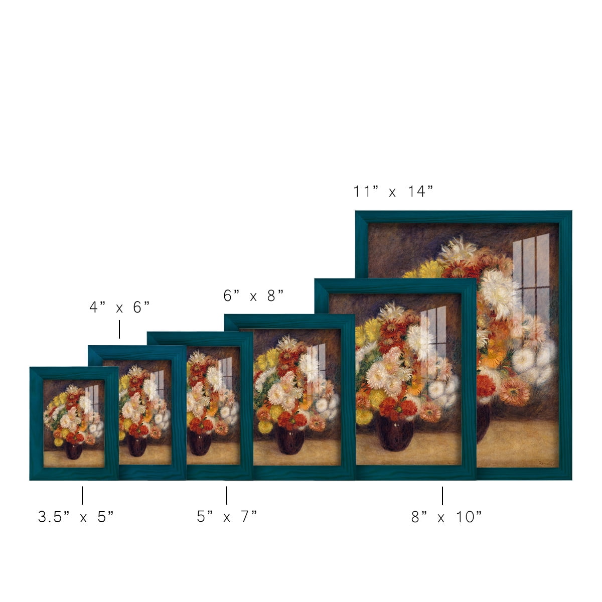 Bouquet of Chrysanthemums -Framed Print w/glass-Ocean Blue