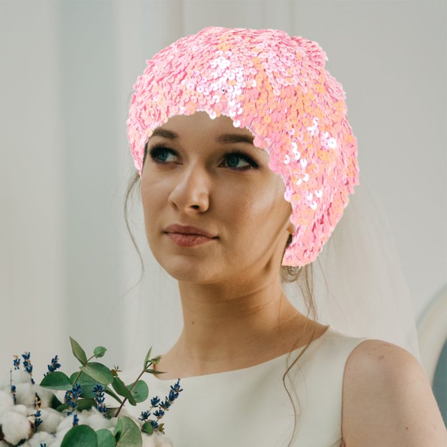 unbranded Sombrero Beret Rosa Con Lentejuelas Destellantes Para Uso Cómodo Y