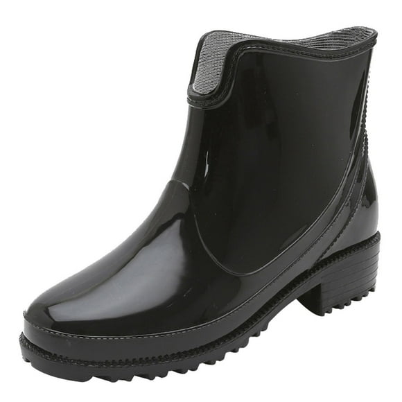 jovati Punk Style Ankle Rain Boots Women Non-Slip Rain Boots Outdoor Rubber Water Shoes