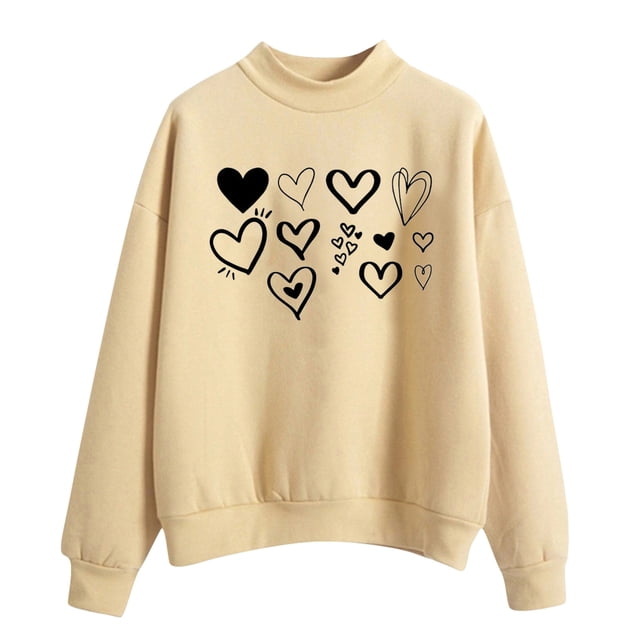 WEAIXIMIUNG Robes Chandail en Molleton pour Femmes 2024 Chandail en Molleton pour Femmes Saint-Valentin pour Haut à Motifs Chandail en Molleton à Manches Longues Blouse Décontractée Pull-Over