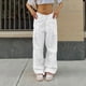 thumbnail image 5 of Pantalones cargo rectos con cordón para mujer talla grande: pierna ancha, holgados e informales, poliéster, transpirables, adecuados para otoño/uso diario, varias tallas, 5 of 8