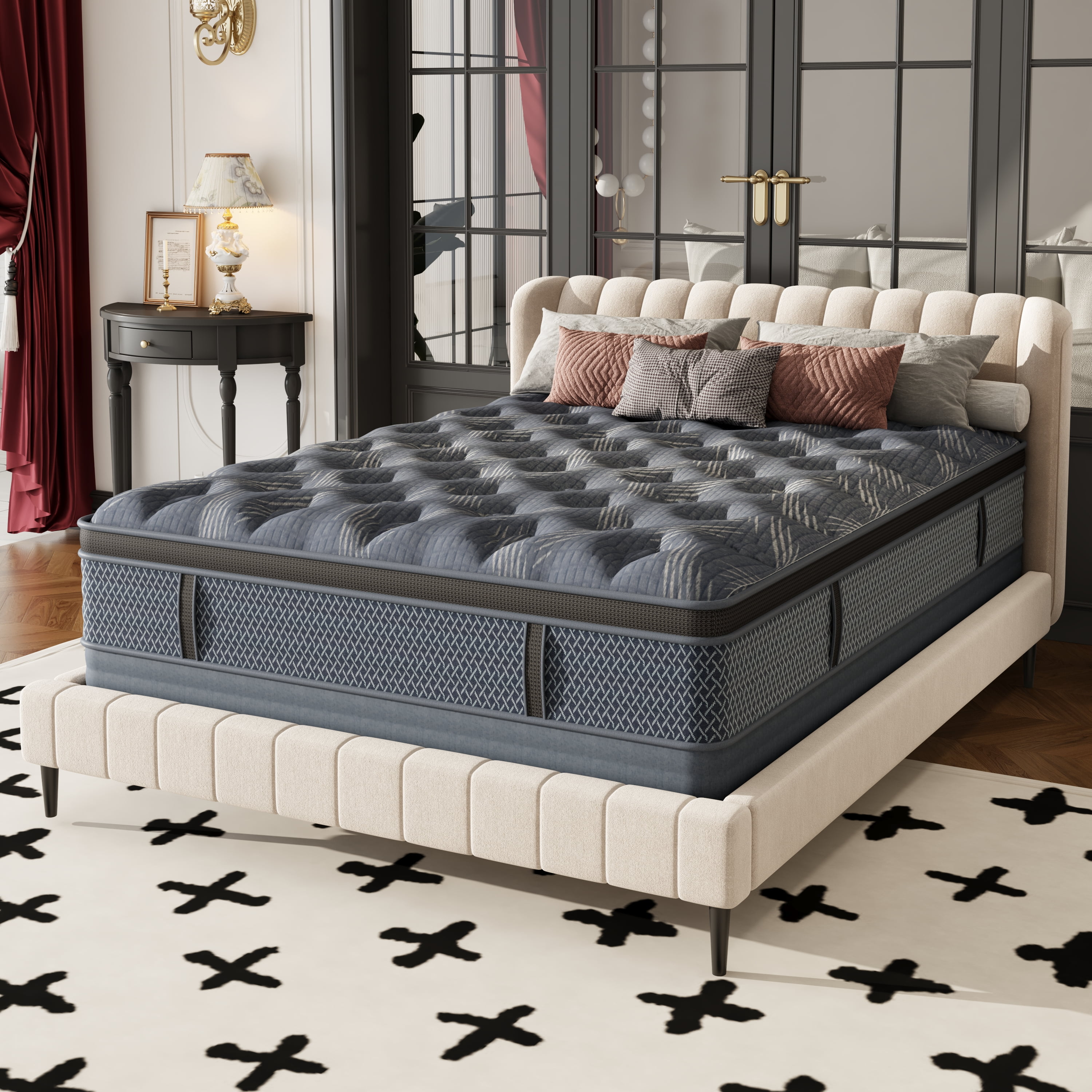 Behost 10 inch Full Size Mattress in a Box, Memory Foam Medium Firm Hybrid Mattress with Individual Pocket Springs